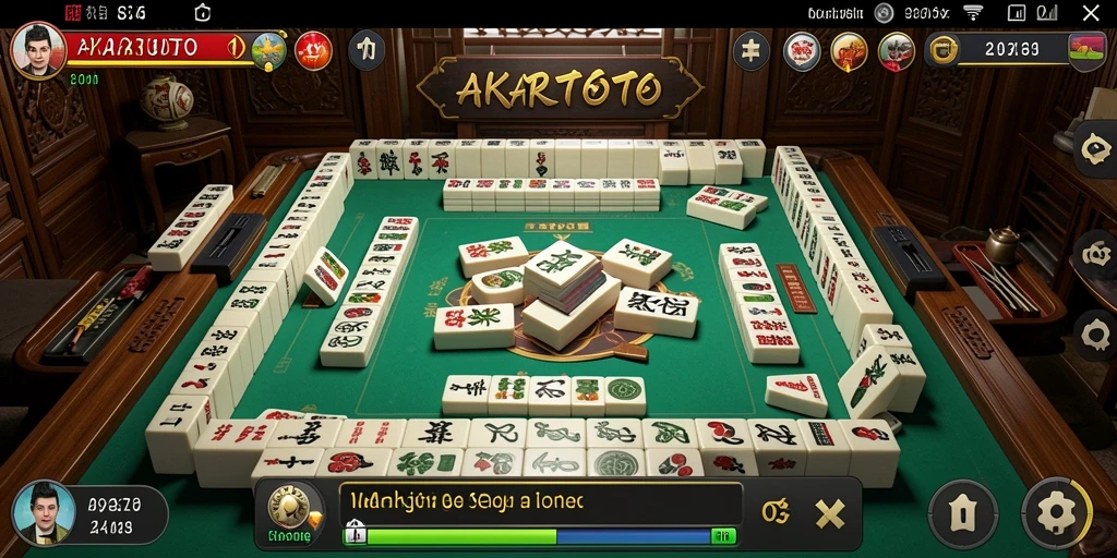 Screenshot permainan AKARTOTO menunjukkan ubin Mahjong yang tertata rapi.