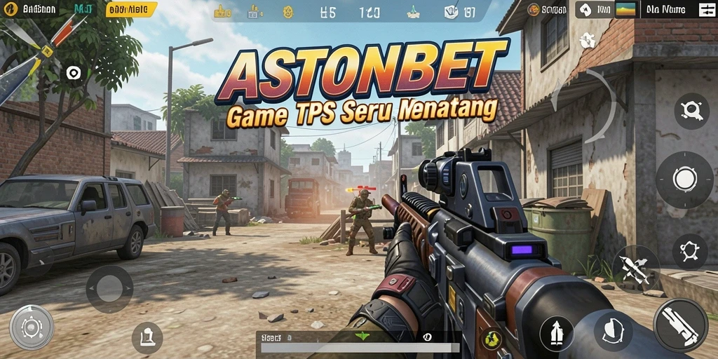Screenshot layar permainan ASTONBET dengan aksi TPS yang intens.