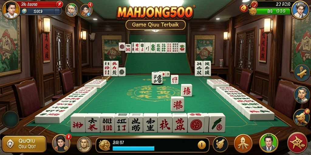 Screenshot dari gameplay seru di MAHJONG500 permainan QiuQiu.