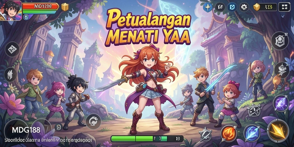 Tampilan gameplay MDG188 yang memukau dengan karakter anime.