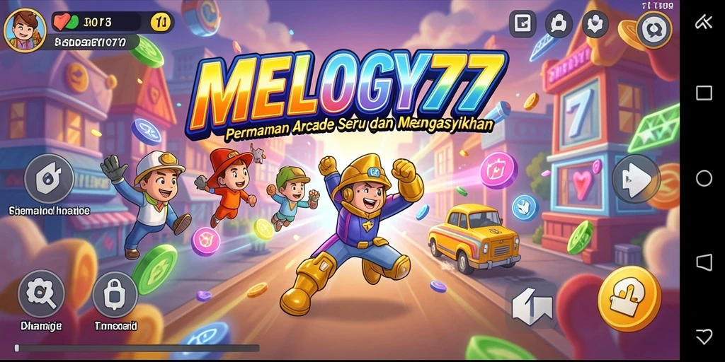 Gameplay seru MELODY77 dengan irama musik yang energik.