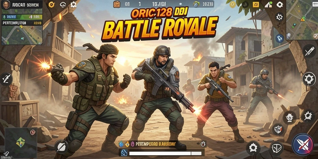 Tampilan gameplay seru dari ORCA128 di medan pertempuran Battle Royale.