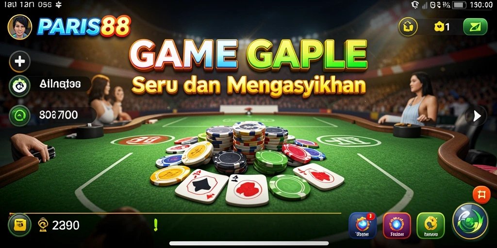 Tampilan gameplay seru Gaple di PARIS88 dengan fitur interaktif.