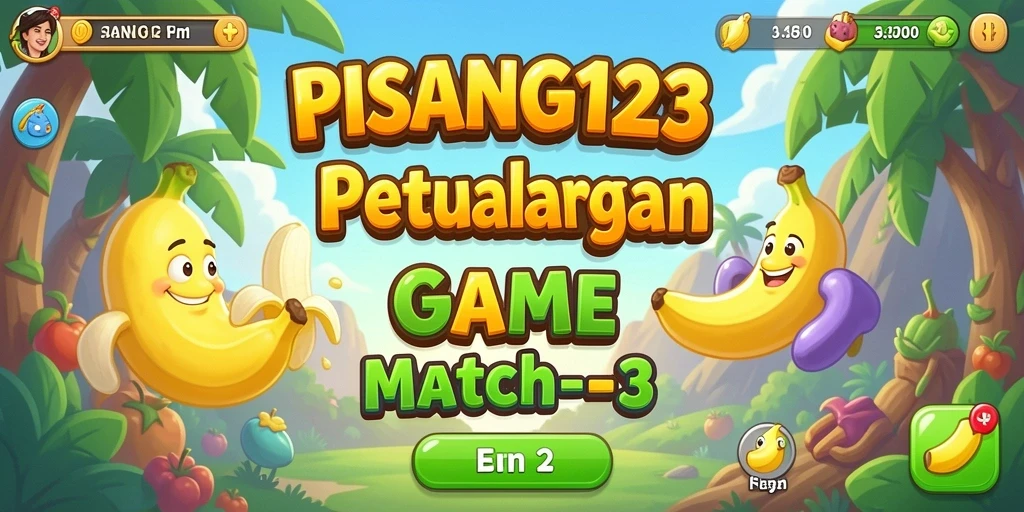 Screenshot permainan PISANG123 dengan gameplay seru Match-3.