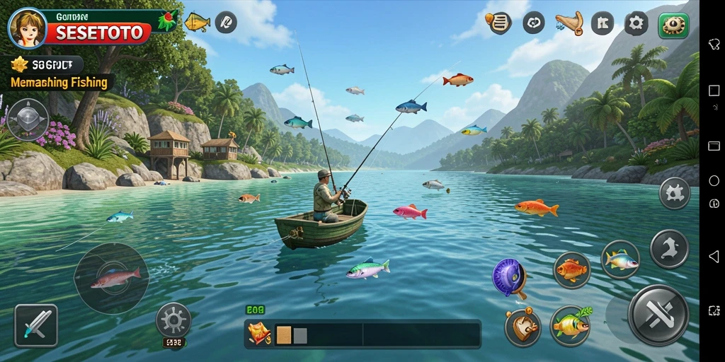 Tangkapan ikan yang spektakuler dalam gameplay SESETOTO.