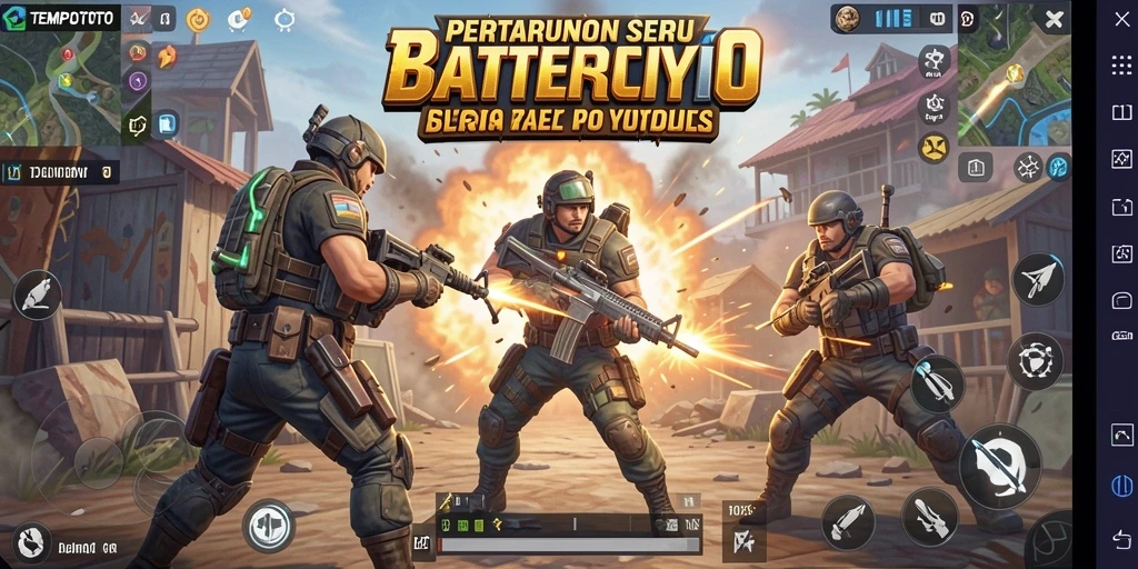 Tampilan seru gameplay TEMPOTOTO di arena Battle Royale.