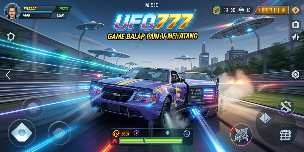 Screenshot utama UFO777 menampilkan aksi balap penuh kecepatan dan ketegangan.