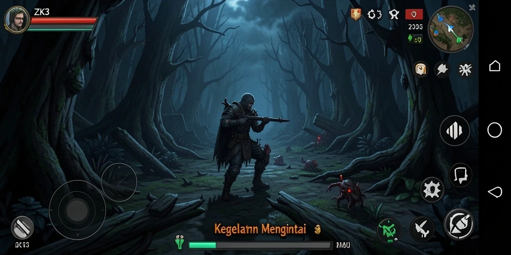 Tampilan gameplay ZK3 yang menyeramkan dan mendebarkan.